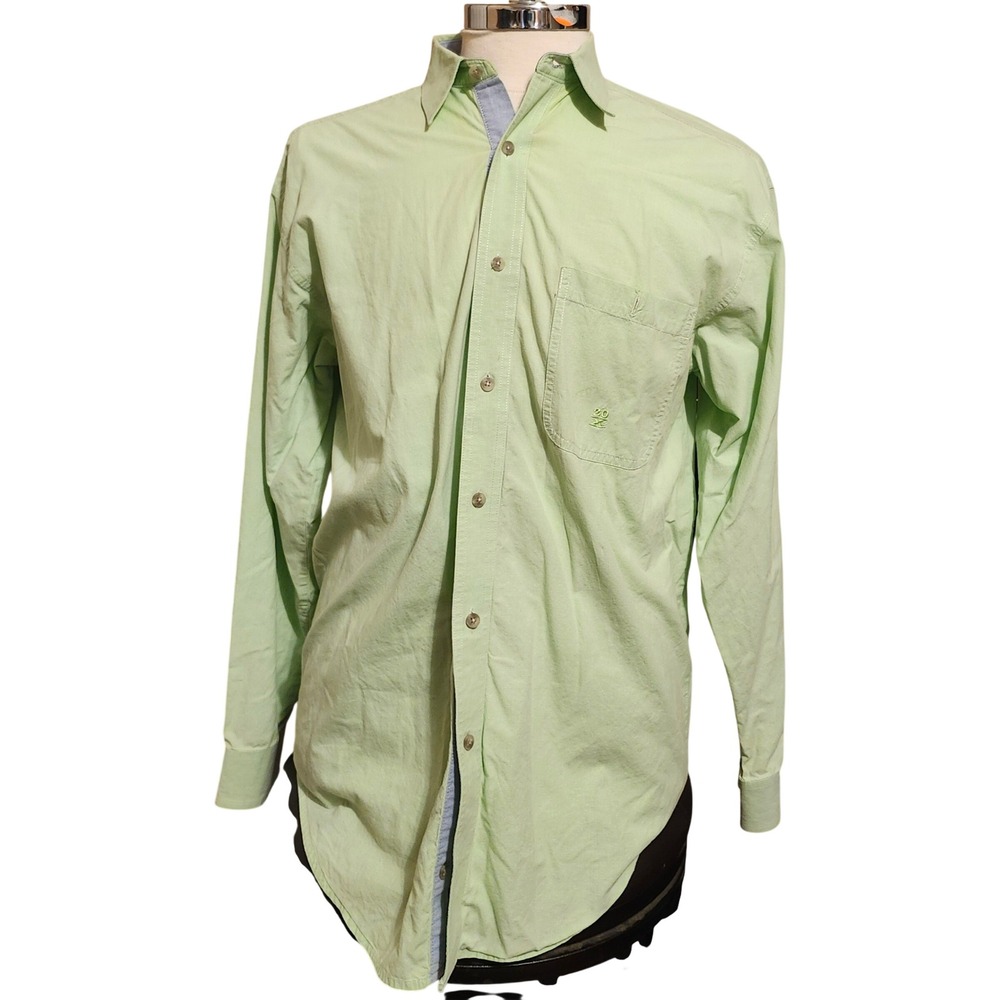 Wrangler‎ Twenty X Mens Medium Green Micro Check Long Sleeve Button Down Shirt